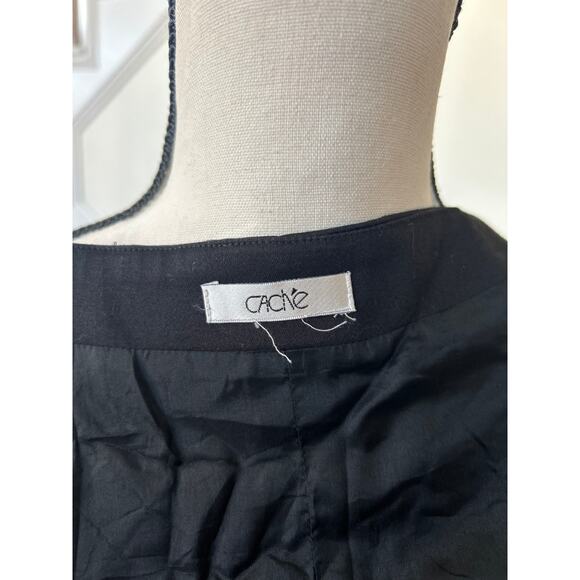 Vintage Y2K Cache Black White Floral Embroidered Beaded Halter Tuxedo Vest - Picture 5 of 7